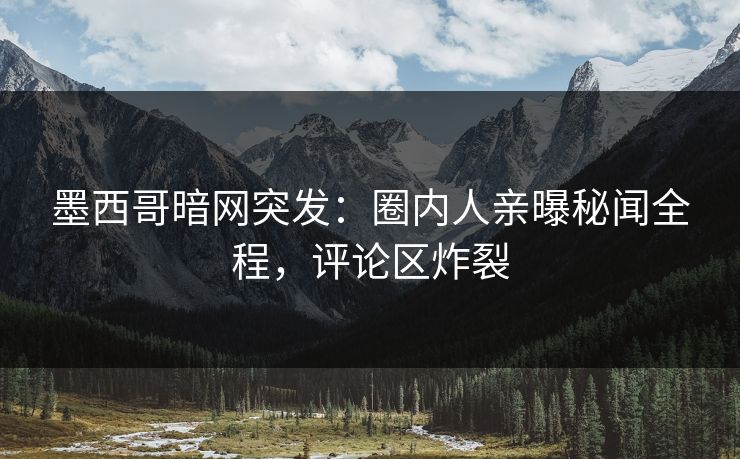 墨西哥暗网突发：圈内人亲曝秘闻全程，评论区炸裂