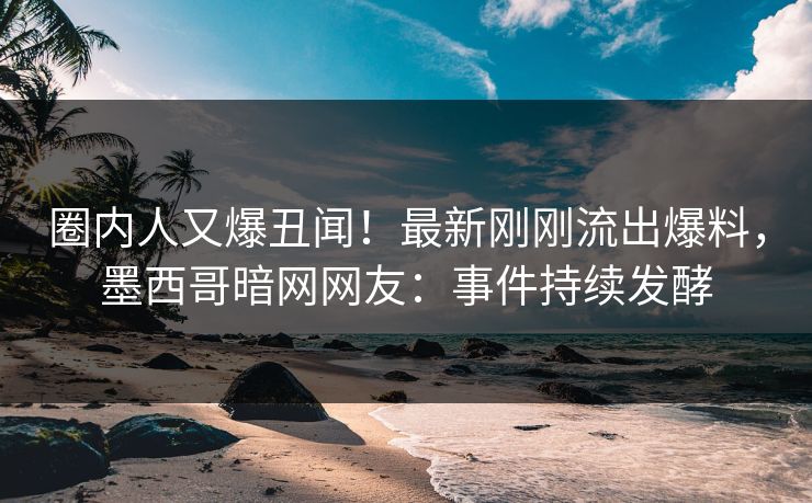 圈内人又爆丑闻！最新刚刚流出爆料，墨西哥暗网网友：事件持续发酵